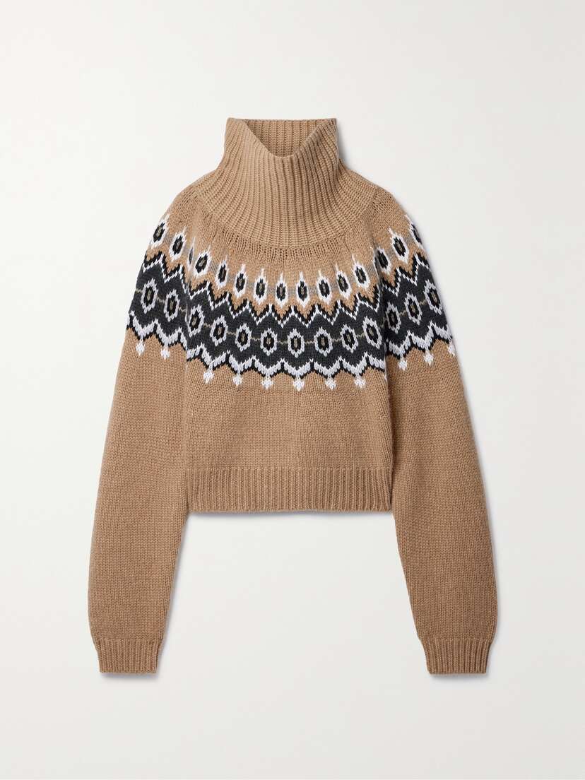 KHAITE Amaris Oversized Fair Isle Cashmere-blend Turtleneck Sweater