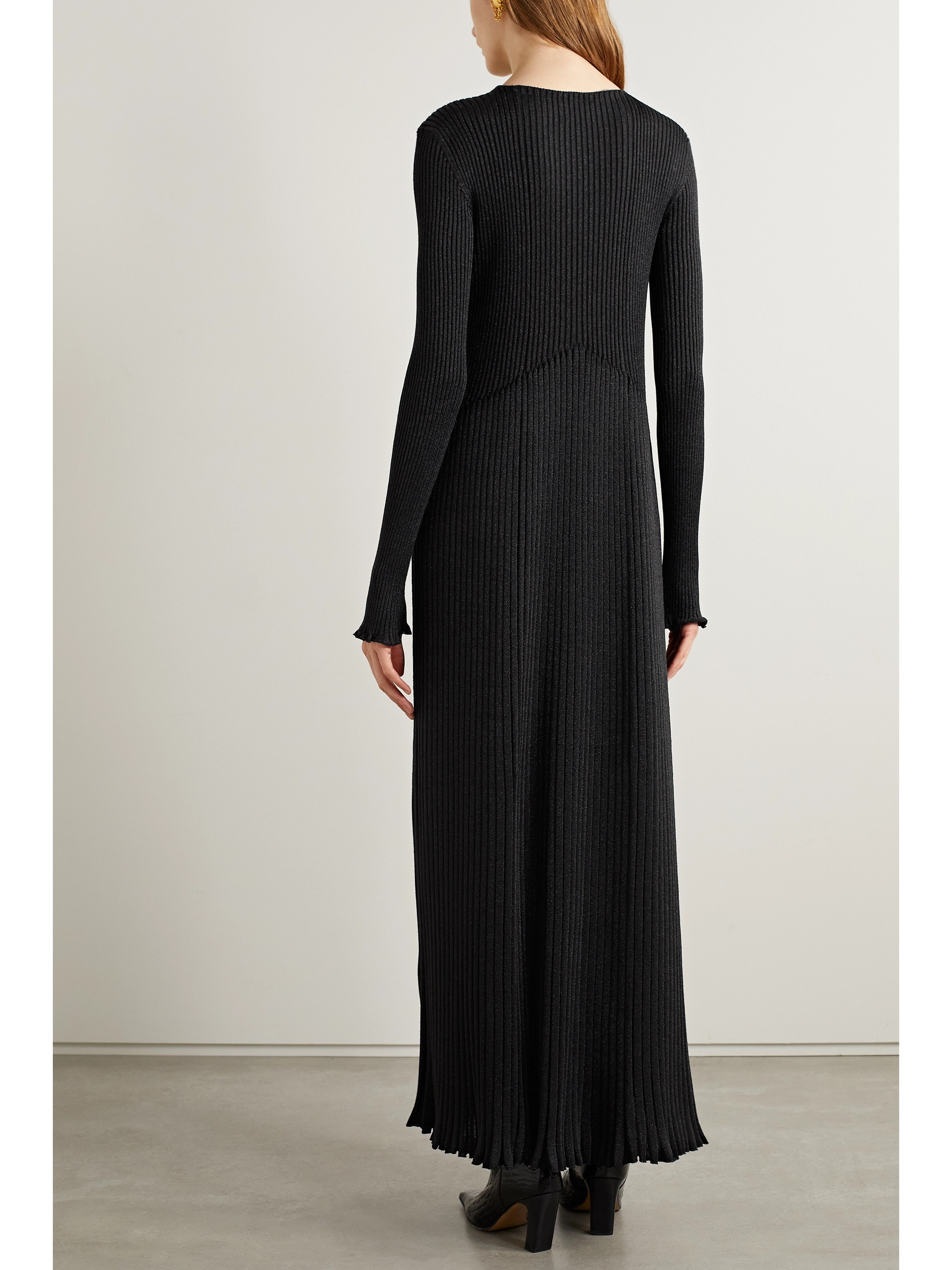 KHAITE Okla metallic ribbed wool-blend maxi dress thumbnail