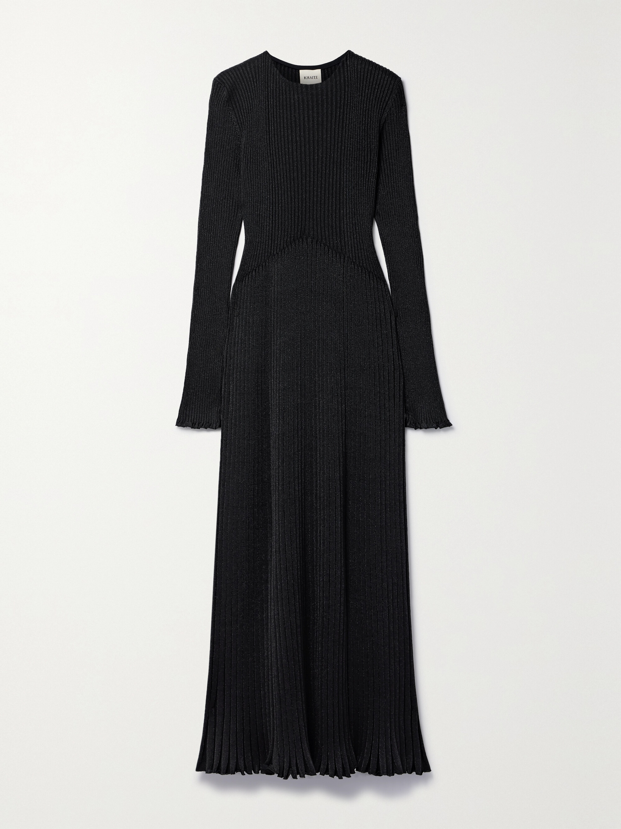 KHAITE Okla metallic ribbed wool-blend maxi dress thumbnail