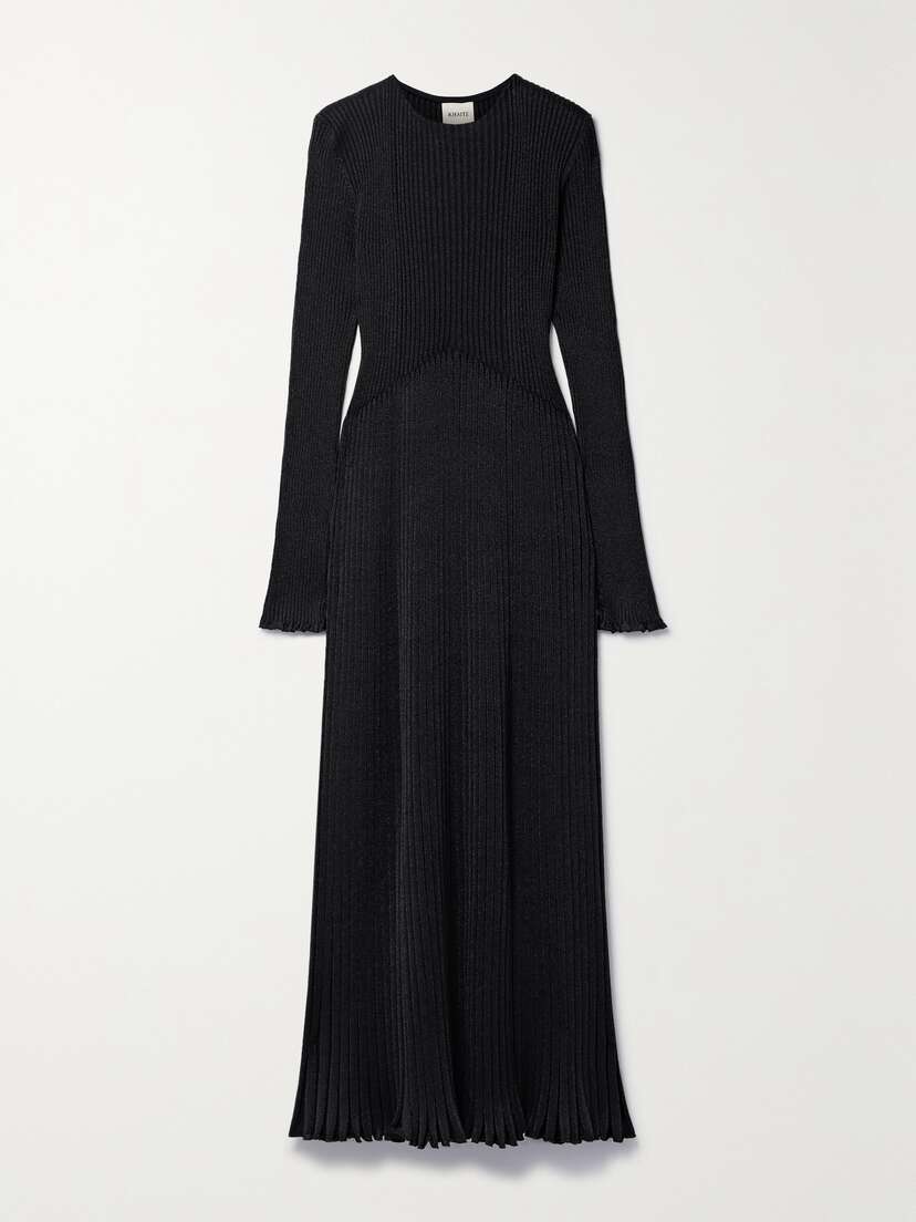 Khaite Okla Metallic Ribbed Wool-blend Maxi Dress