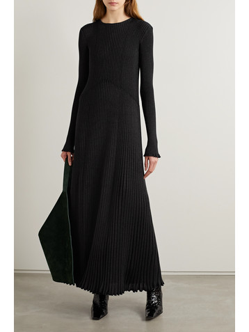 KHAITE Okla metallic ribbed wool-blend maxi dress