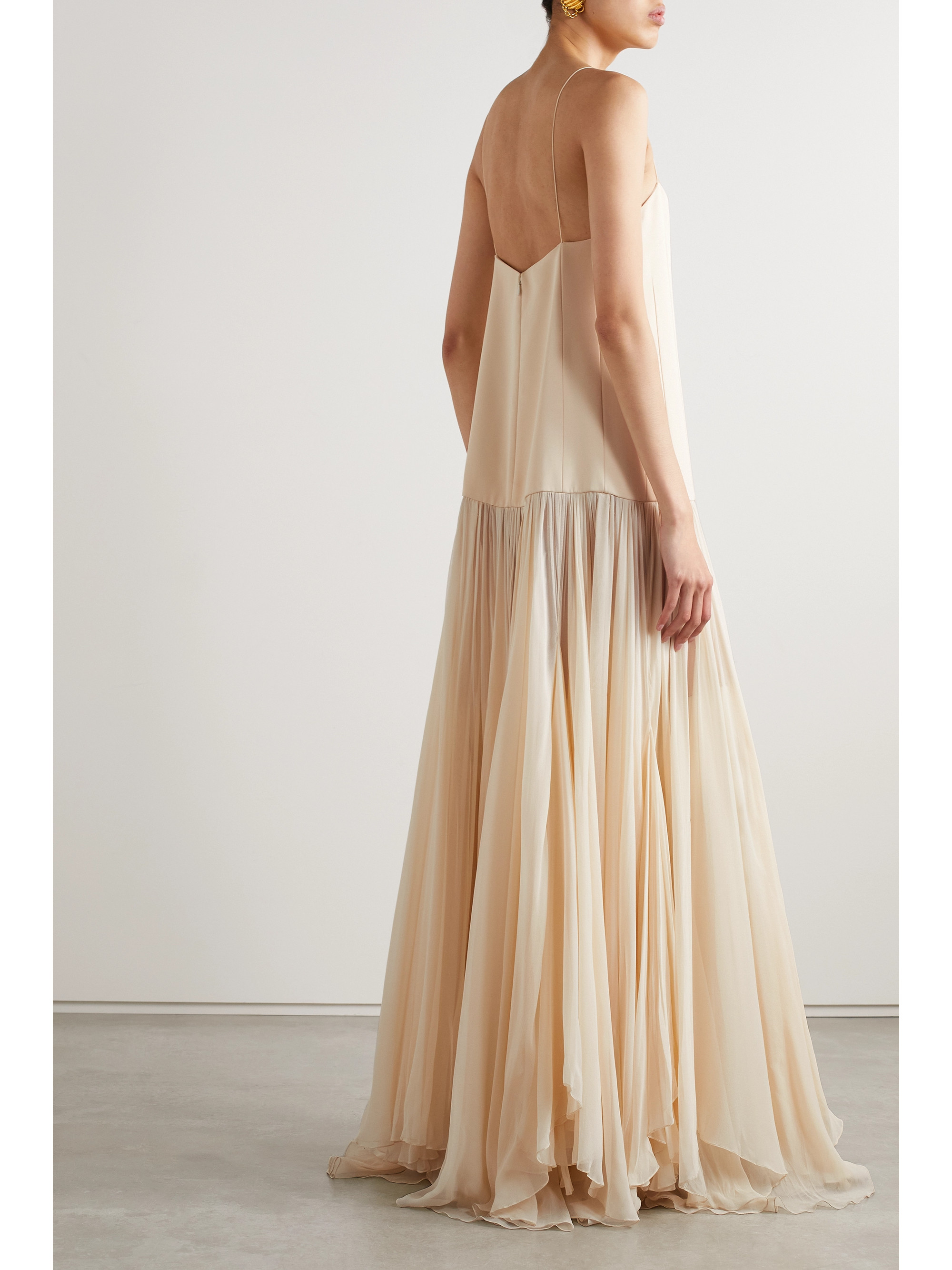 KHAITE Zeke pleated crepe de chine and crepe maxi dress thumbnail
