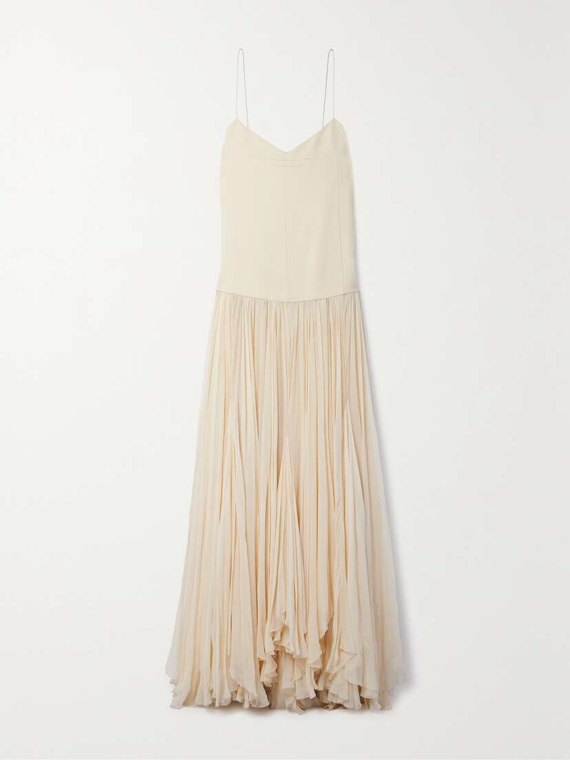 KHAITE Zeke Pleated Crepe De Chine And Crepe Maxi Dress
