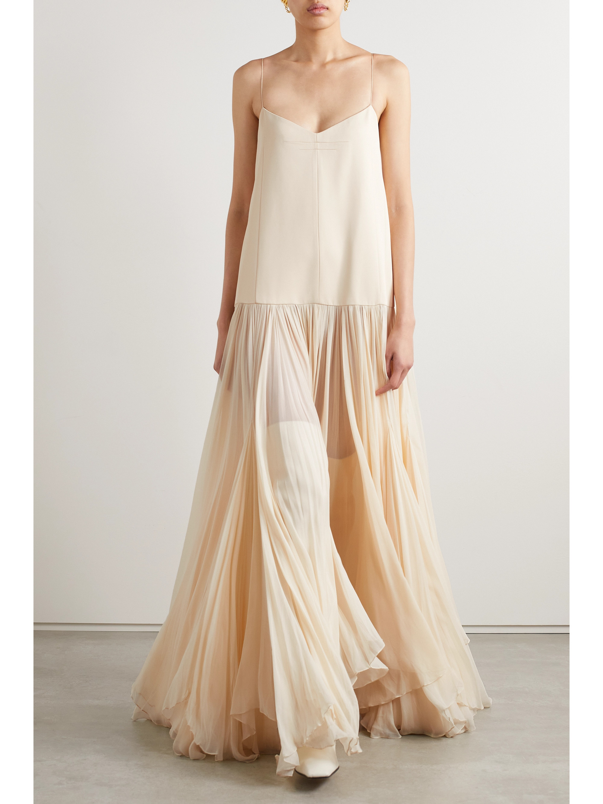 KHAITE Zeke pleated crepe de chine and crepe maxi dress