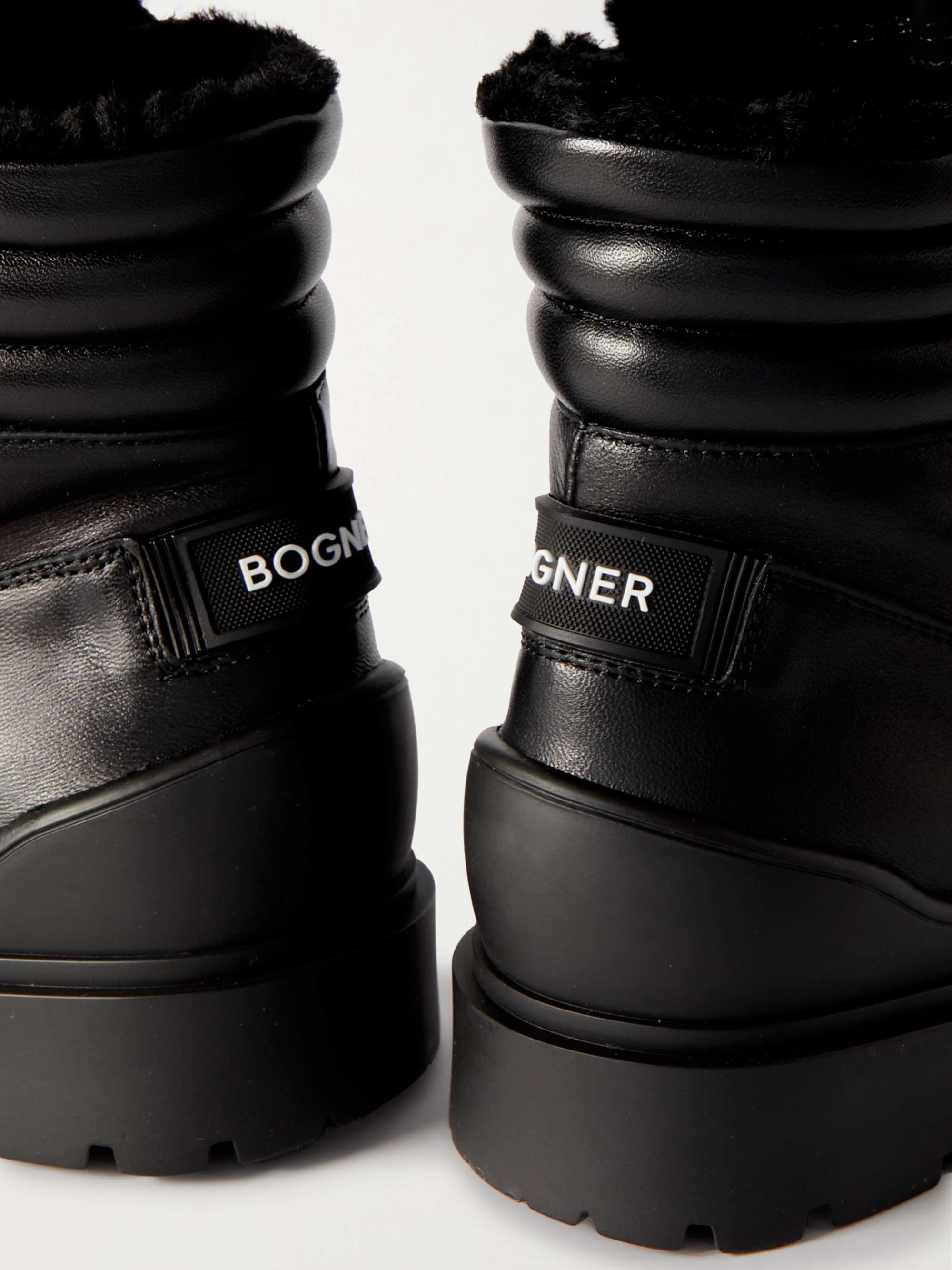 BOGNER St. Moritz buckled shearling-lined textured-leather ankle boots