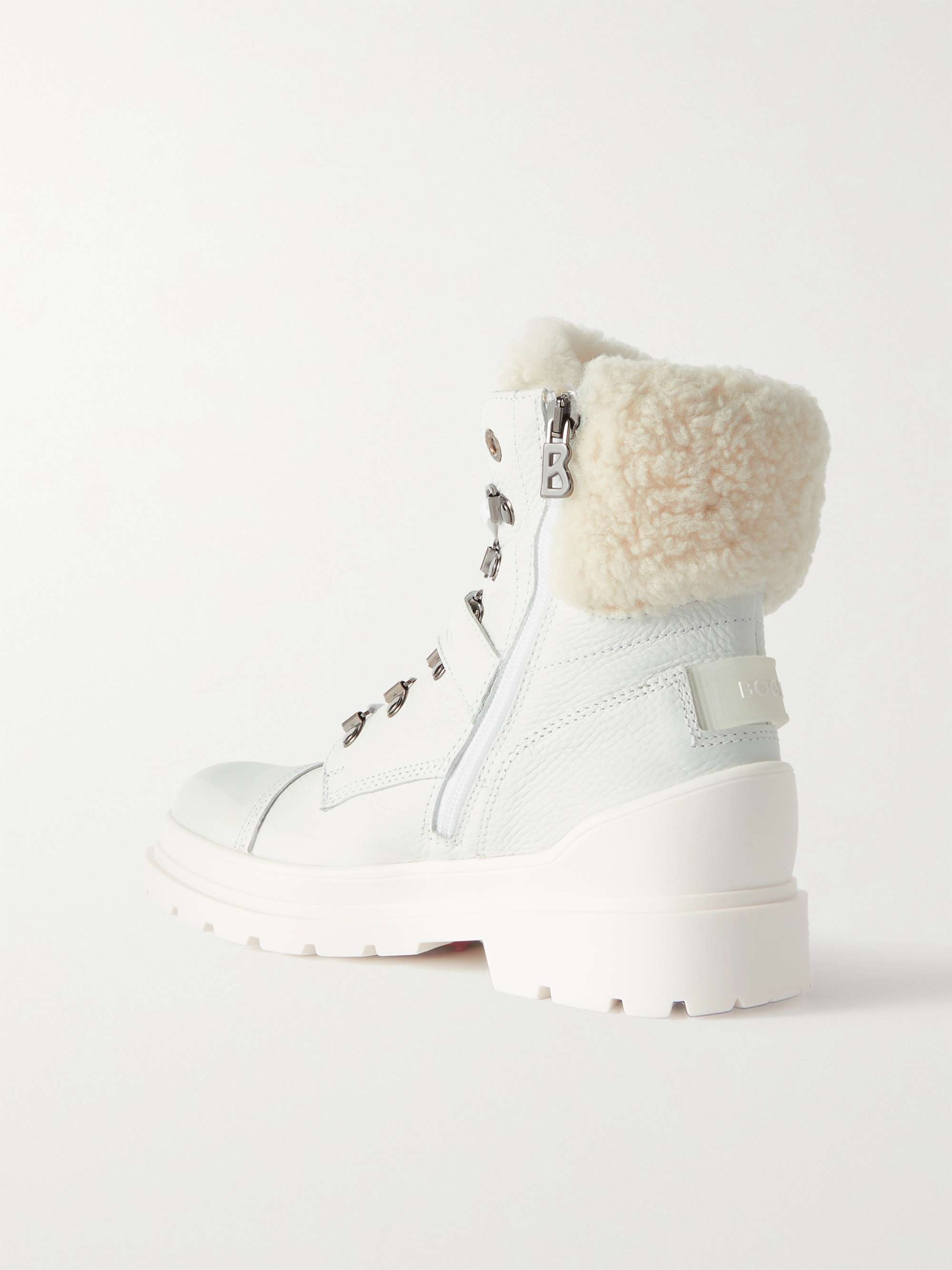 BOGNER St. Moritz buckled shearling-lined textured-leather ankle boots