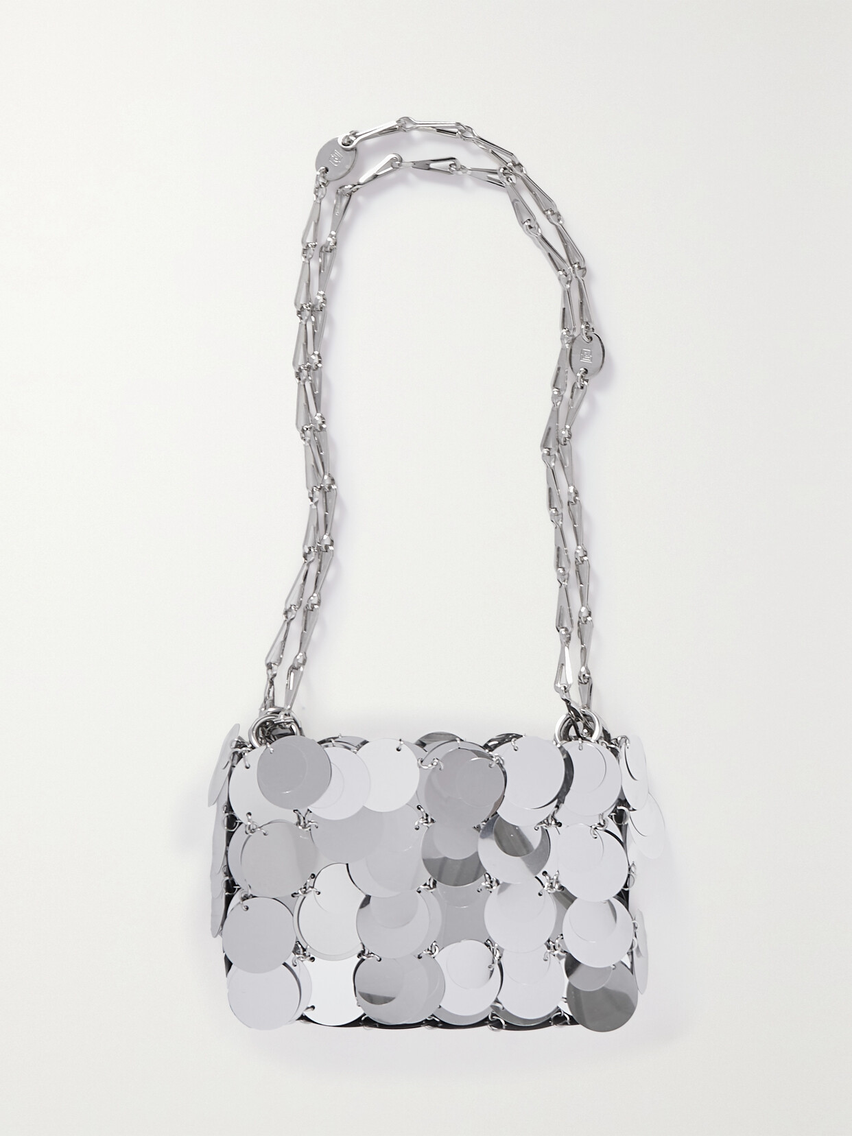 PACO RABANNE - Sparkle Nano Paillette-embellished Metallic Faux Leather Shoulder Bag - Silver