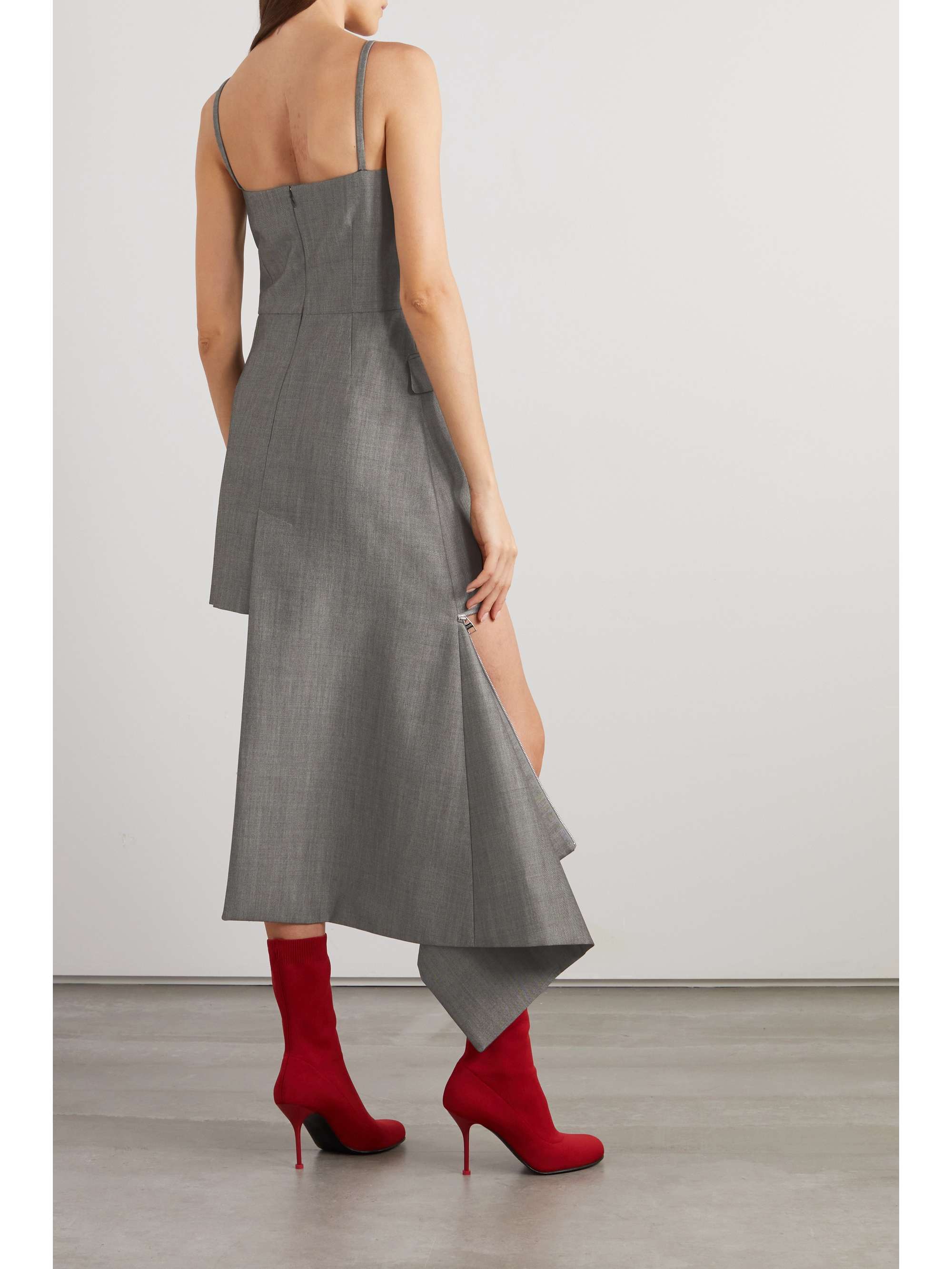 ALEXANDER MCQUEEN Zipdetailed asymmetric wool and mohairblend mini