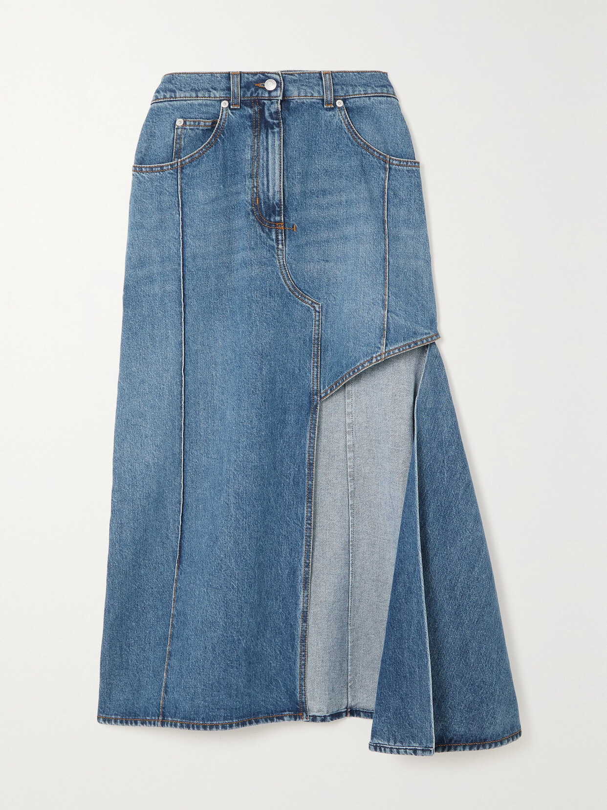 Alexander McQueen - Cutout Denim Midi Skirt - Blue