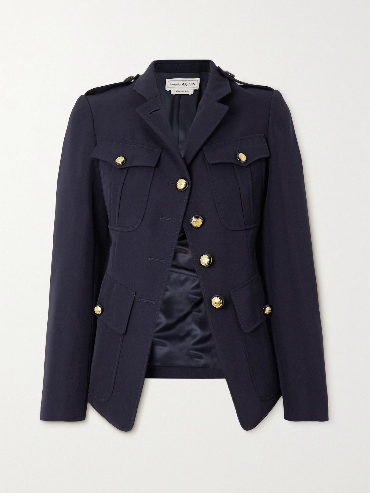 Alexander McQueen - Button-embellished Wool And Cotton-blend Jacket - Blue