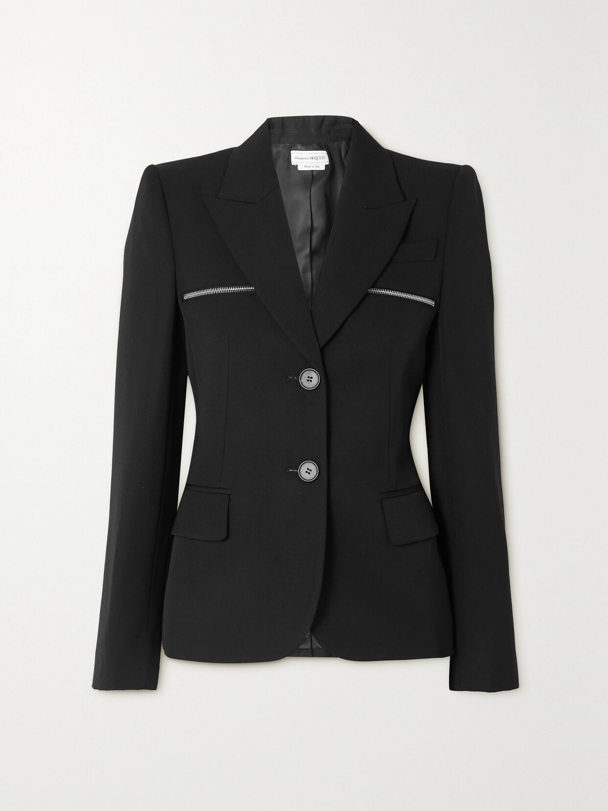 Alexander McQueen - Zip-detailed Grain De Poudre Wool Blazer - Black