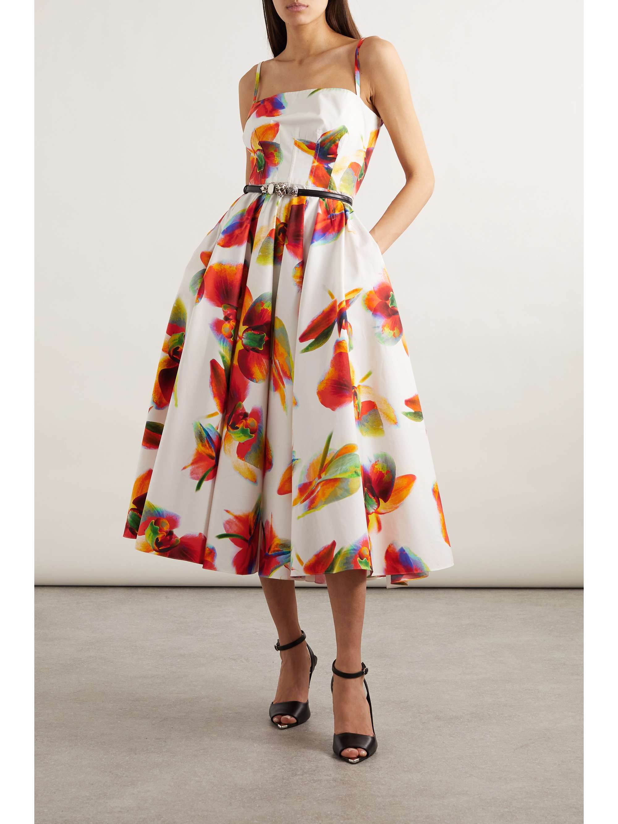 net-a-porter.com | Pleated floral-print cotton-poplin midi dress