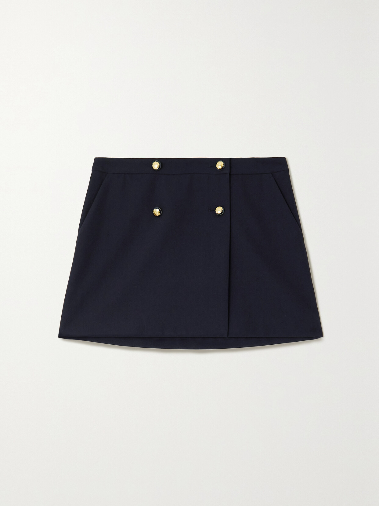 Alexander McQueen - Button-embellished Wool And Cotton-blend Twill Mini Skirt - Blue