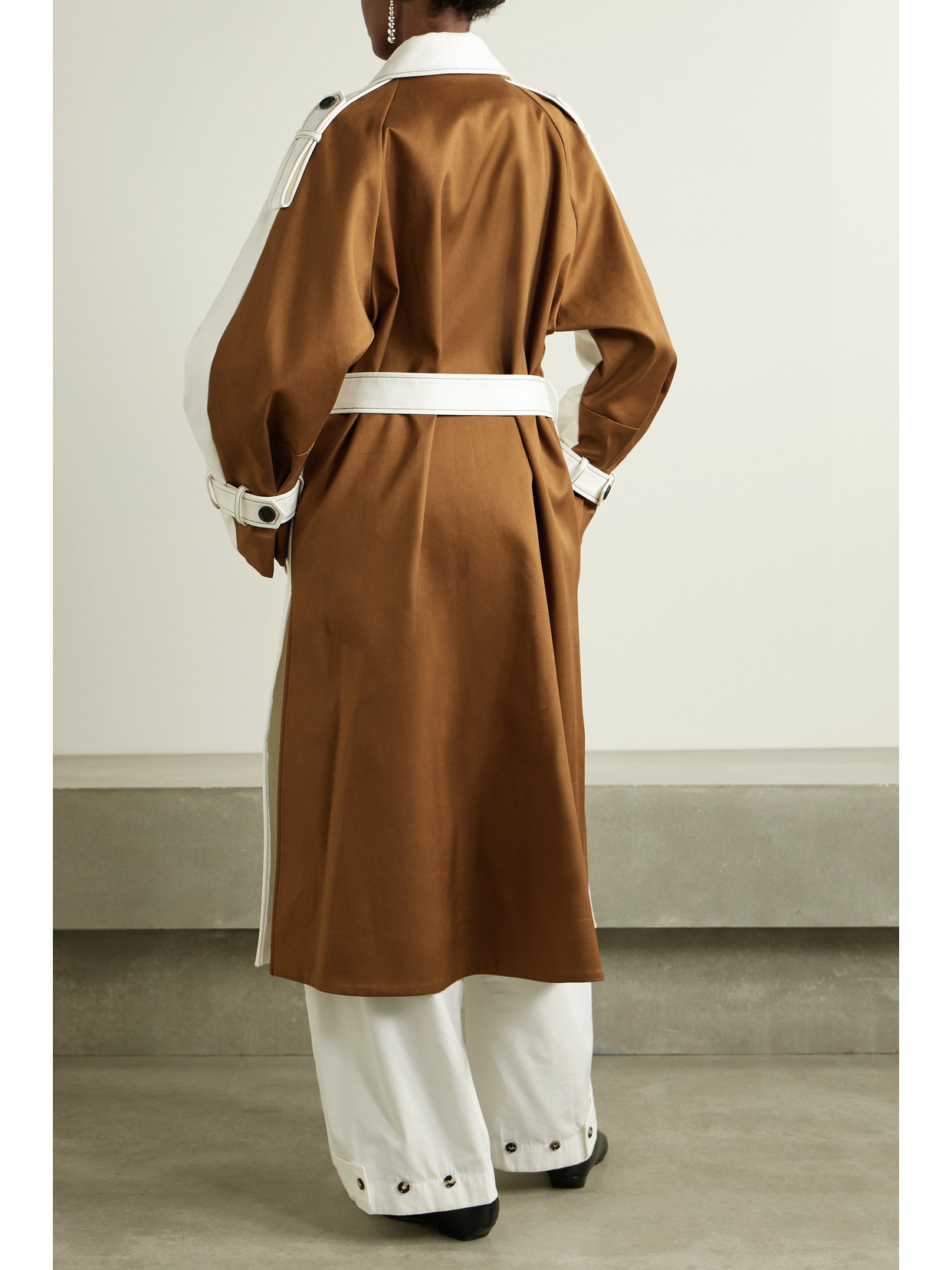 Partow Noah Colorblock Cotton Trench Coat In White
