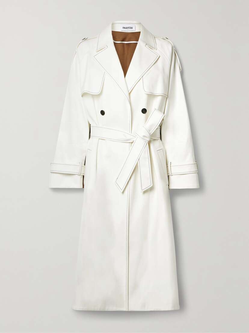 PARTOW Noah Belted Two-tone Cotton-twill Trench Coat