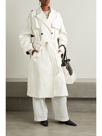 PARTOW Noah belted two-tone cotton-twill trench coat