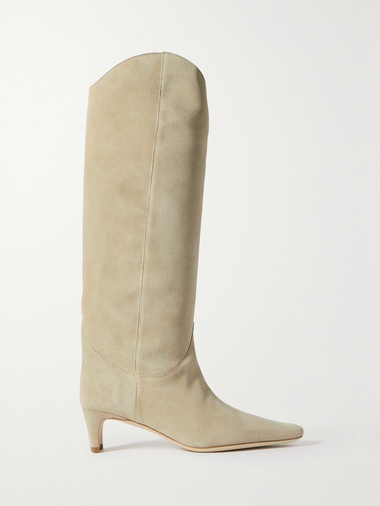 Shop Staud Western Wally Suede Cowboy Boots In White