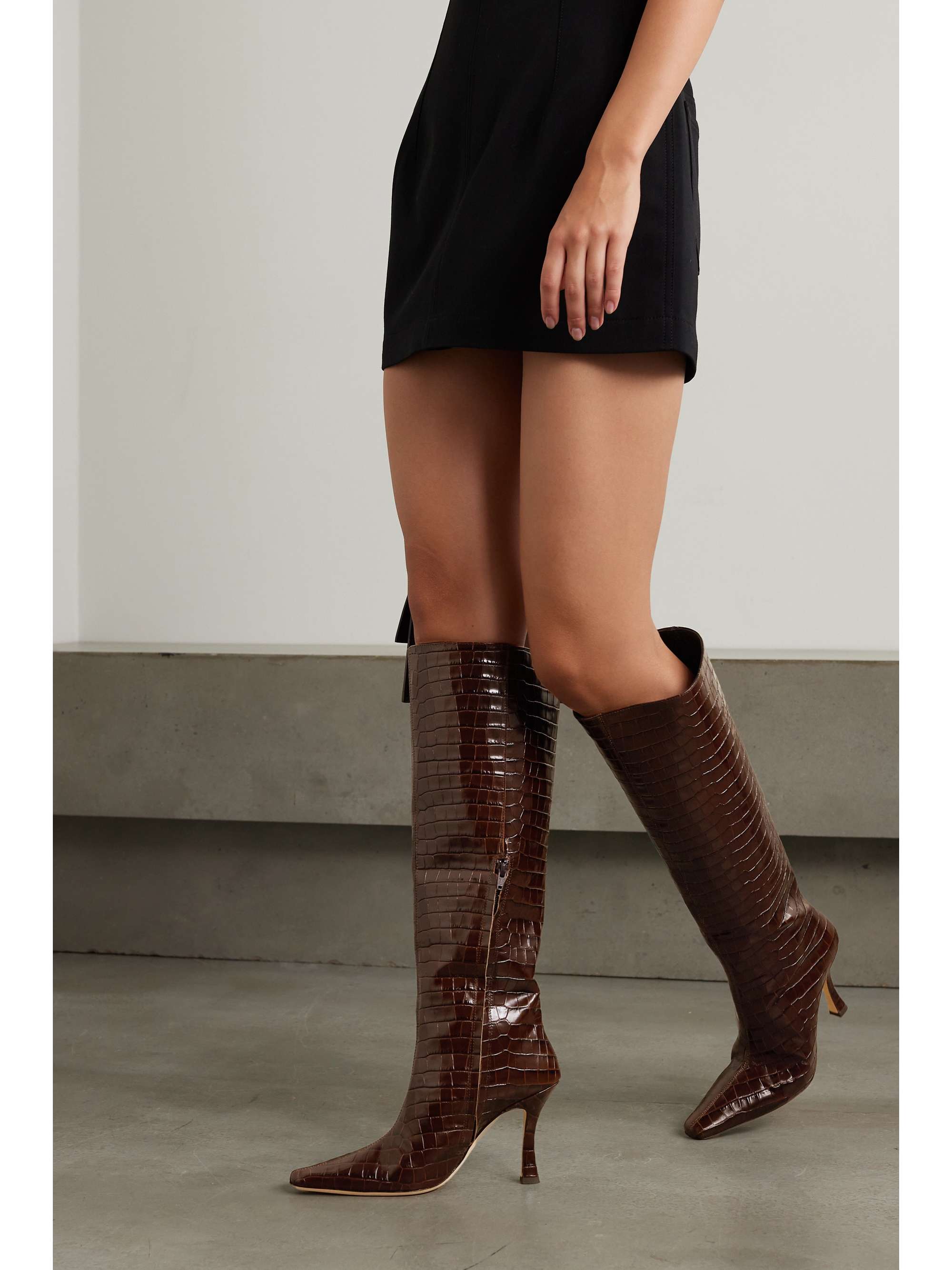 STAUD Cami croc-effect leather knee boots | NET-A-PORTER