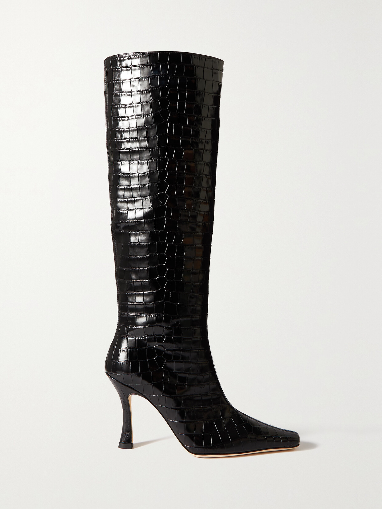 STAUD - Cami Croc-effect Leather Knee Boots - Black