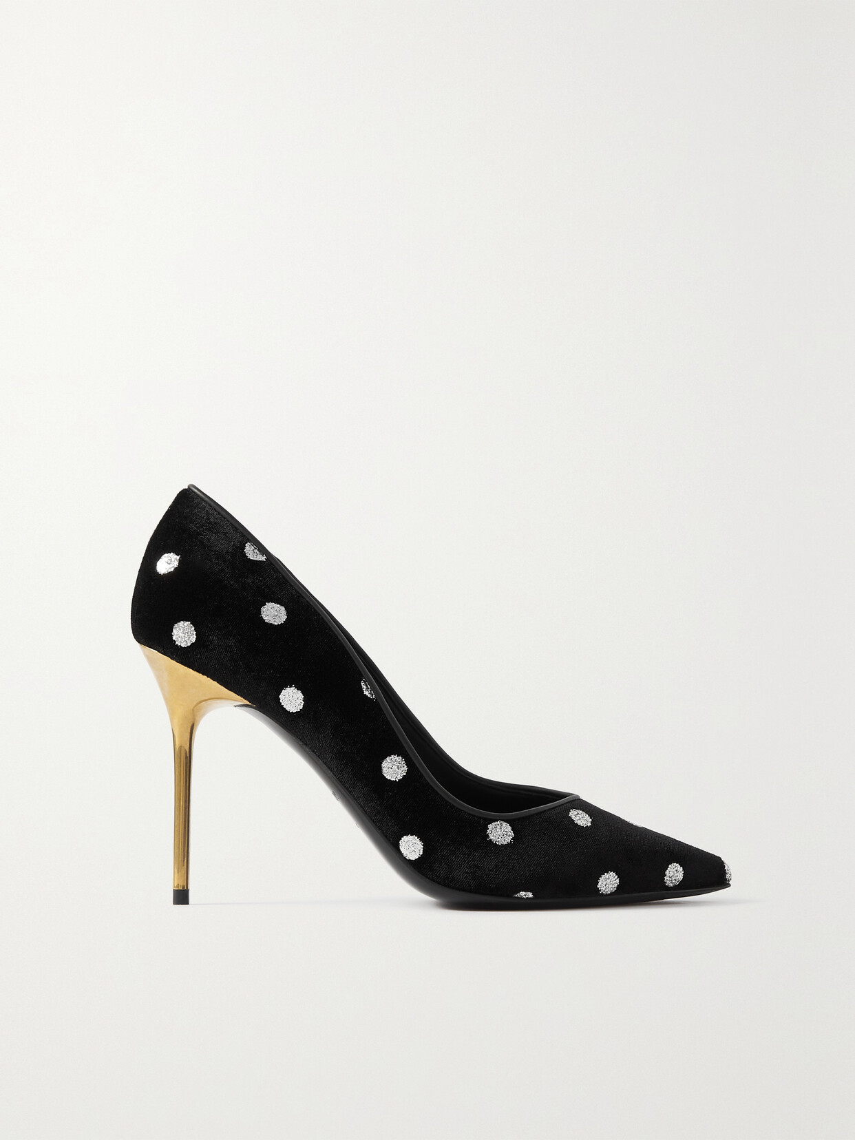 Balmain - Ruby Polka-dot Glittered Velvet Pumps - Black