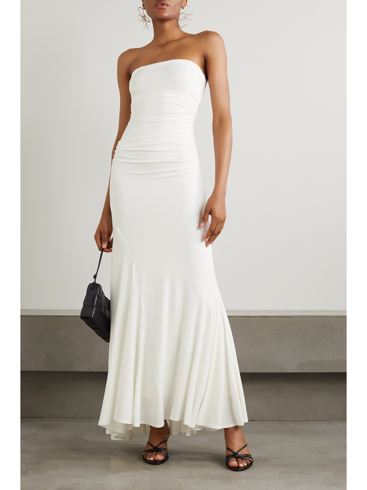 Shop Tove Rayssa Strapless Stretch-jersey Maxi Dress In White