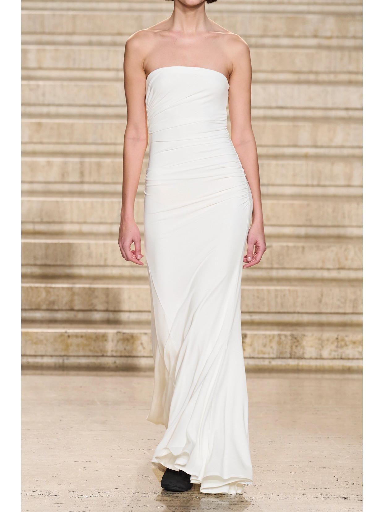 Shop Tove Rayssa Strapless Stretch-jersey Maxi Dress In White