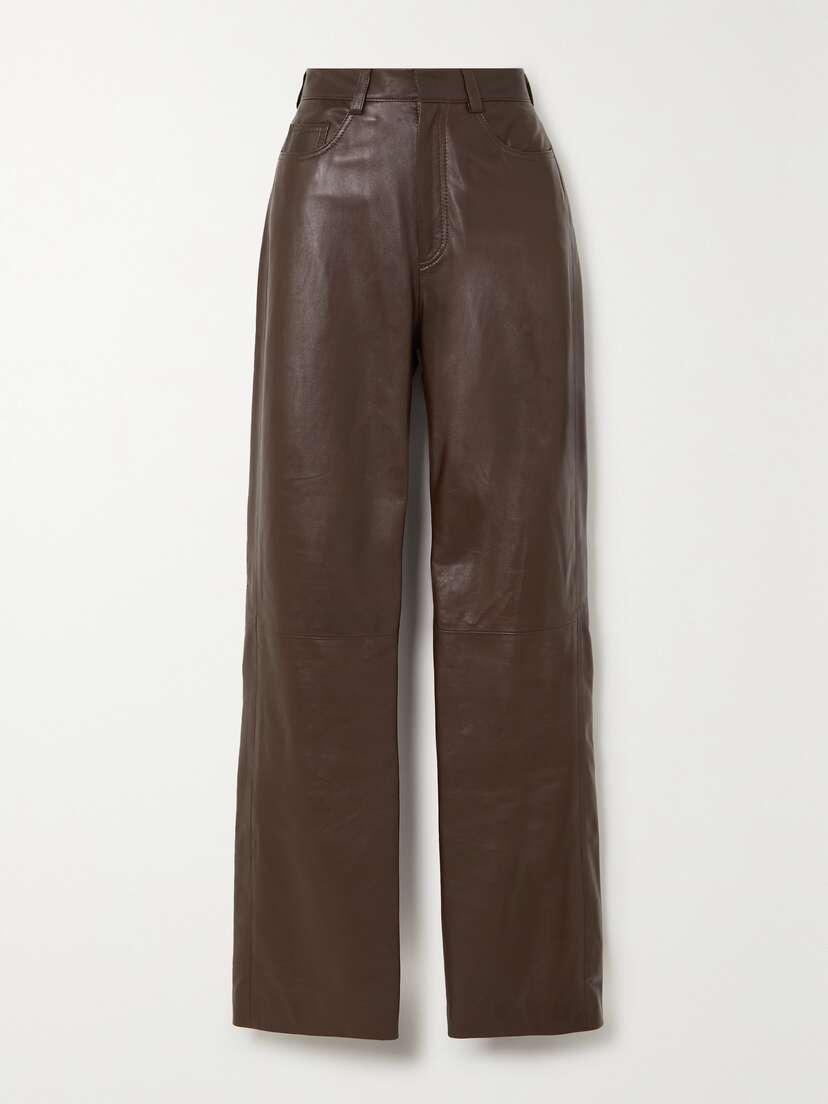 Tove Yeal Leather Straight-leg Pants