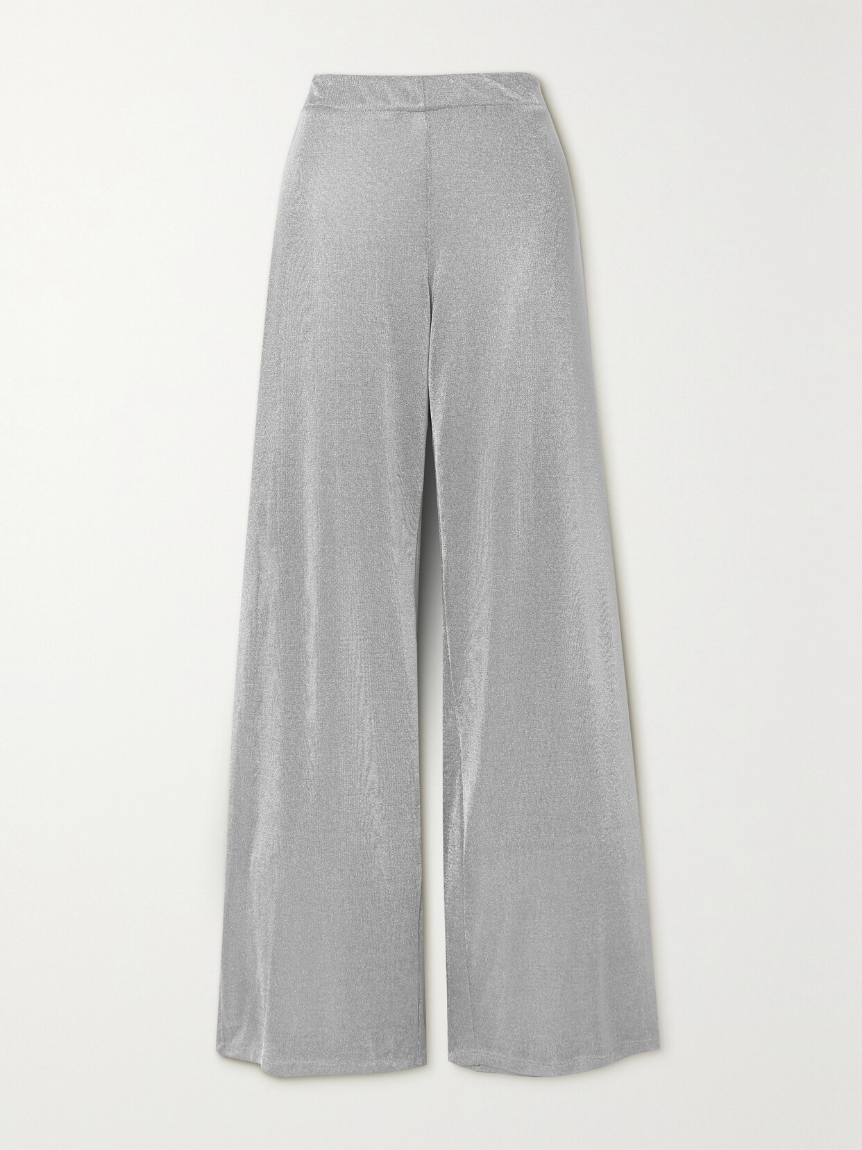 Tove Michelle Metallic Knitted Wide-leg Pants In Silver