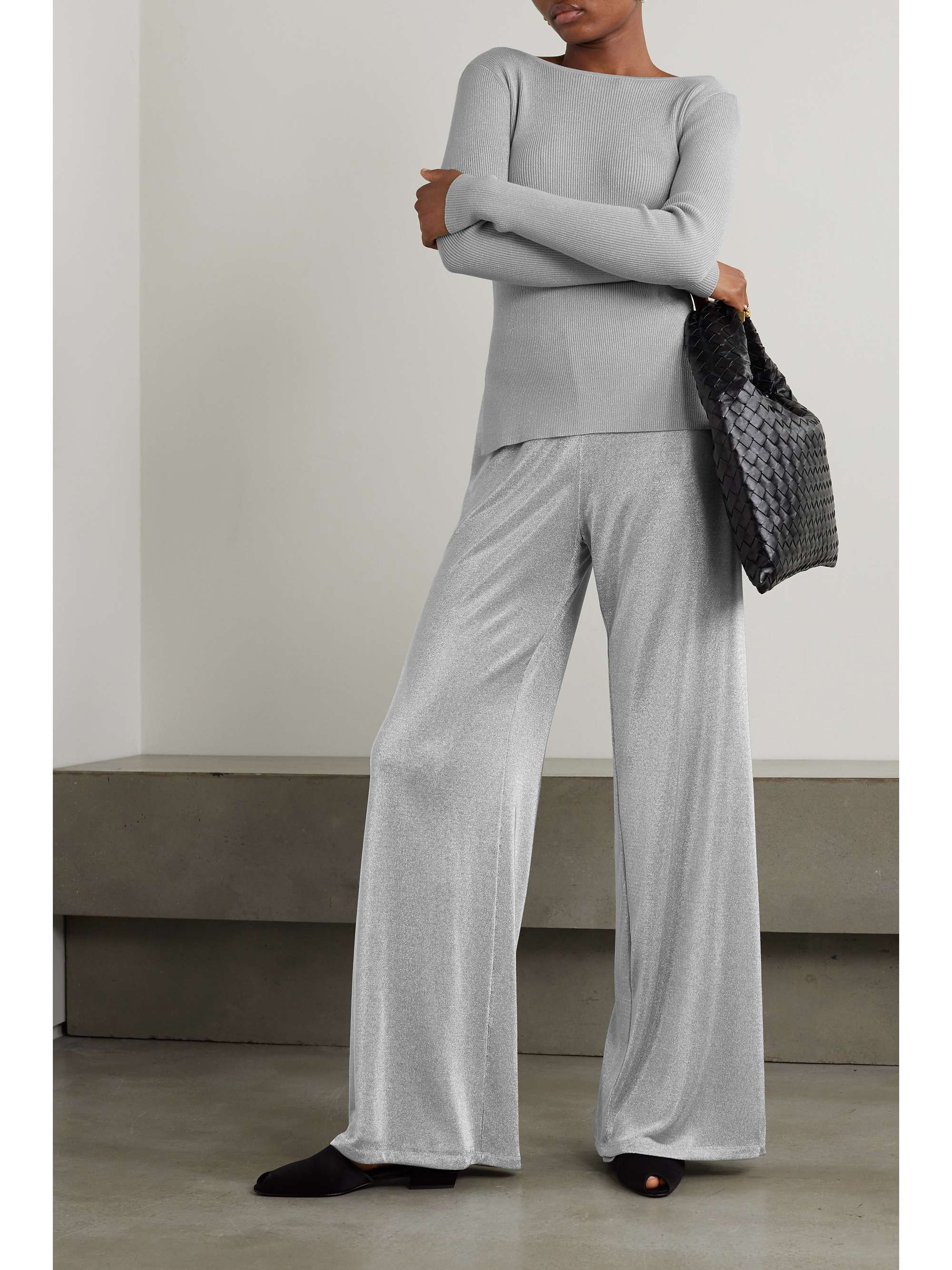 Knitted wide leg clearance trousers