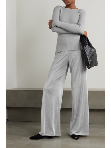 TOVE Michelle metallic knitted wide-leg pants