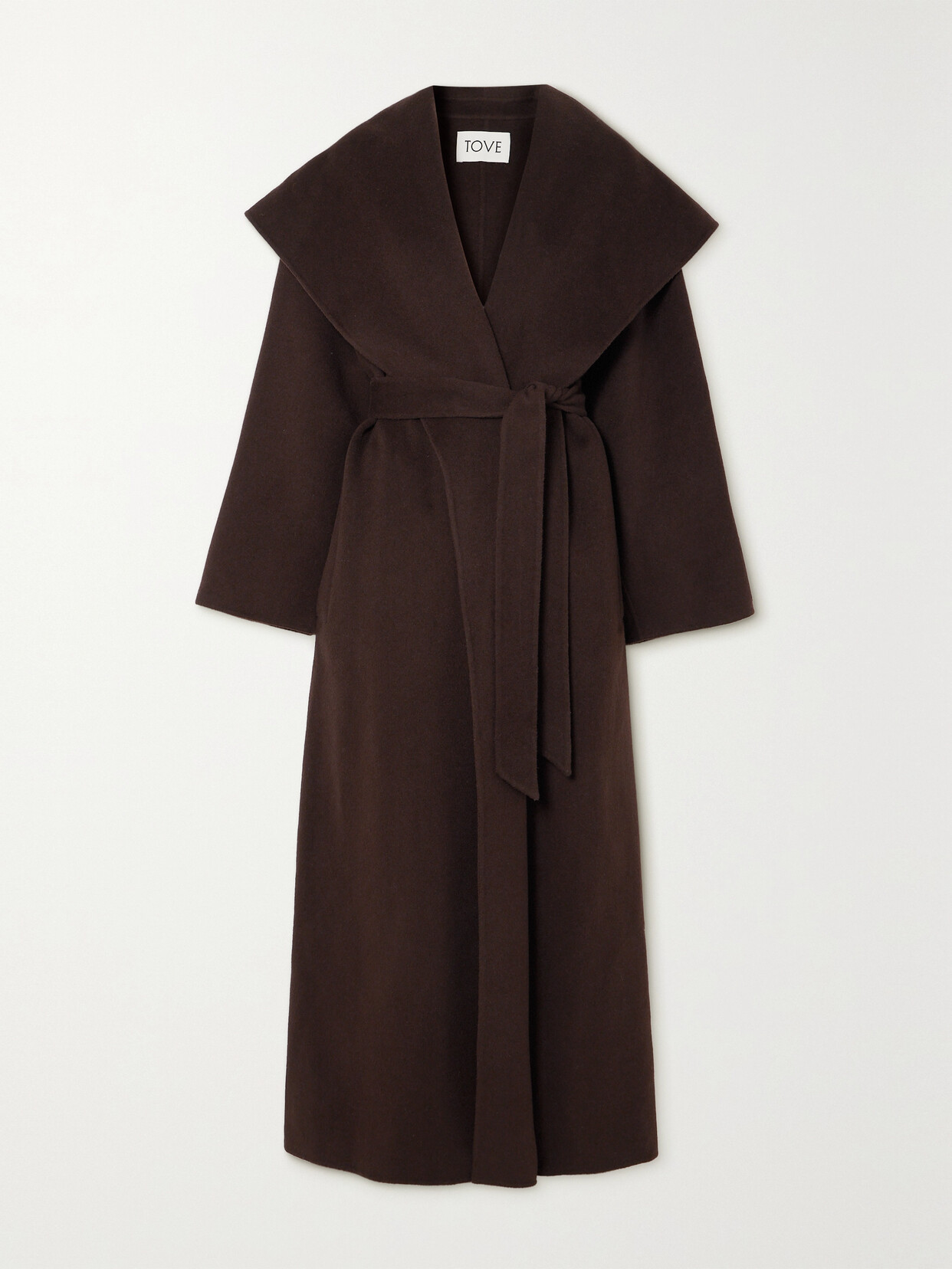 Shop Tove Zinnia Belted Wool-blend Felt Coat In Brown