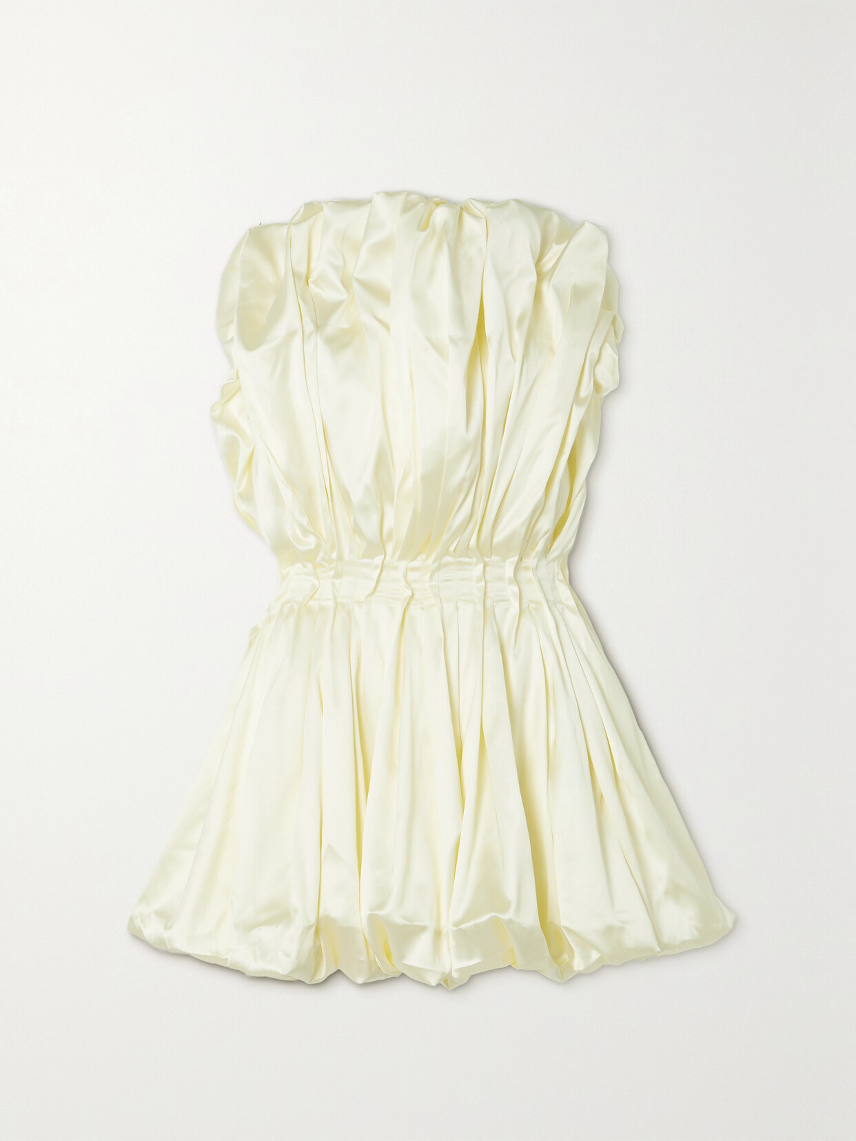 Shop Tove Raynara Strapless Gathered Satin Top In Off-white