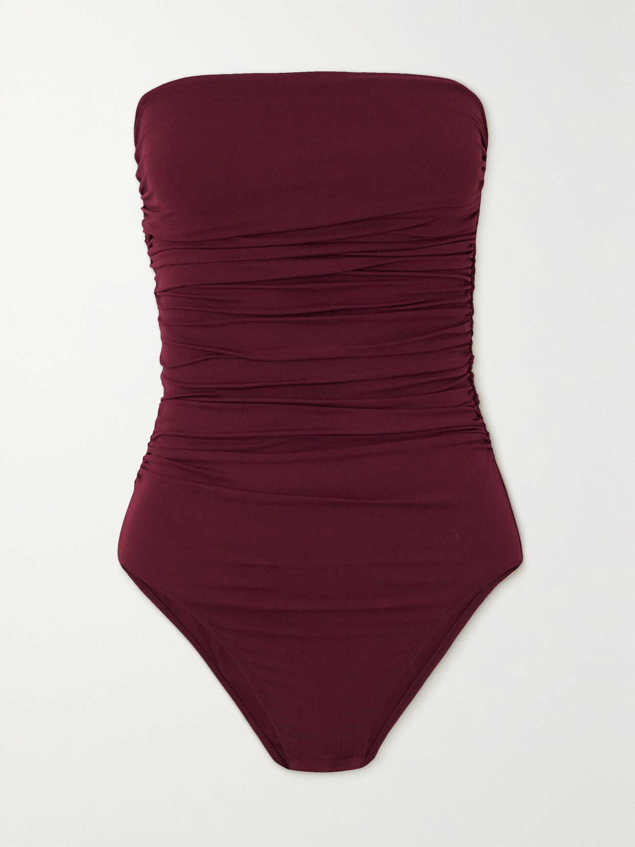 TOVE - Fran Strapless Ruched Stretch-crepe Bodysuit - Burgundy