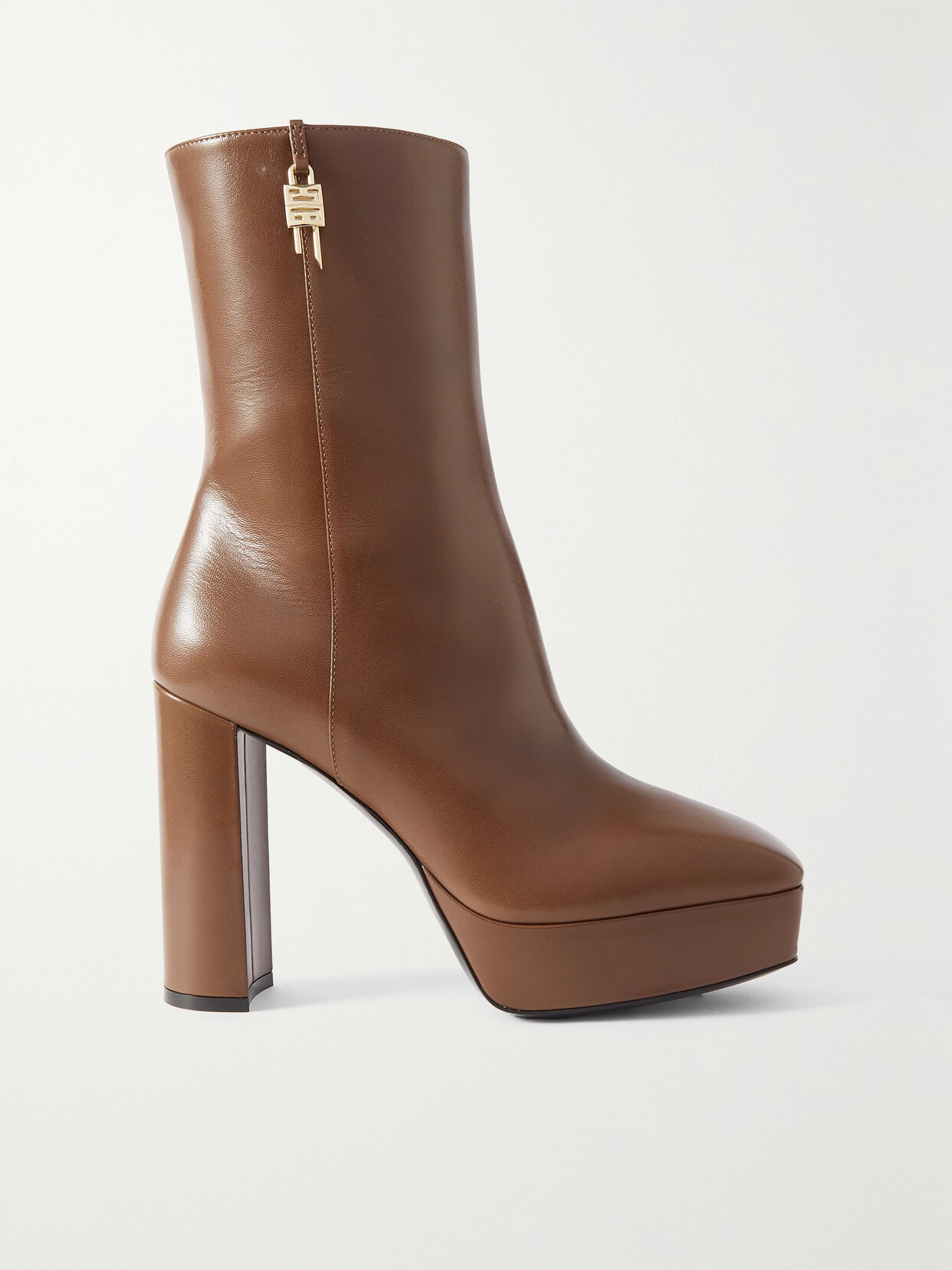 Givenchy G Lock Glossed-leather Platform Ankle Boots In Brown