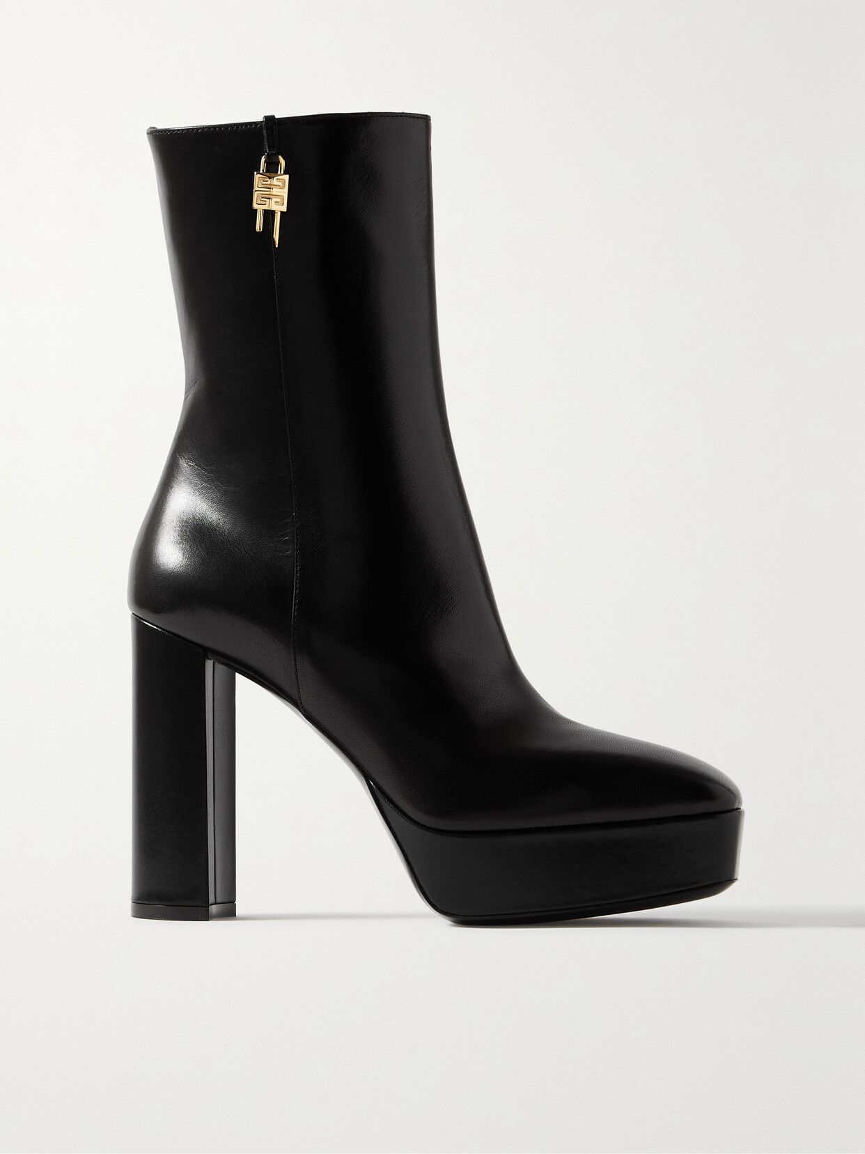 Shop Givenchy G Lock Platform Glossed-leather Ankle Boots In Black