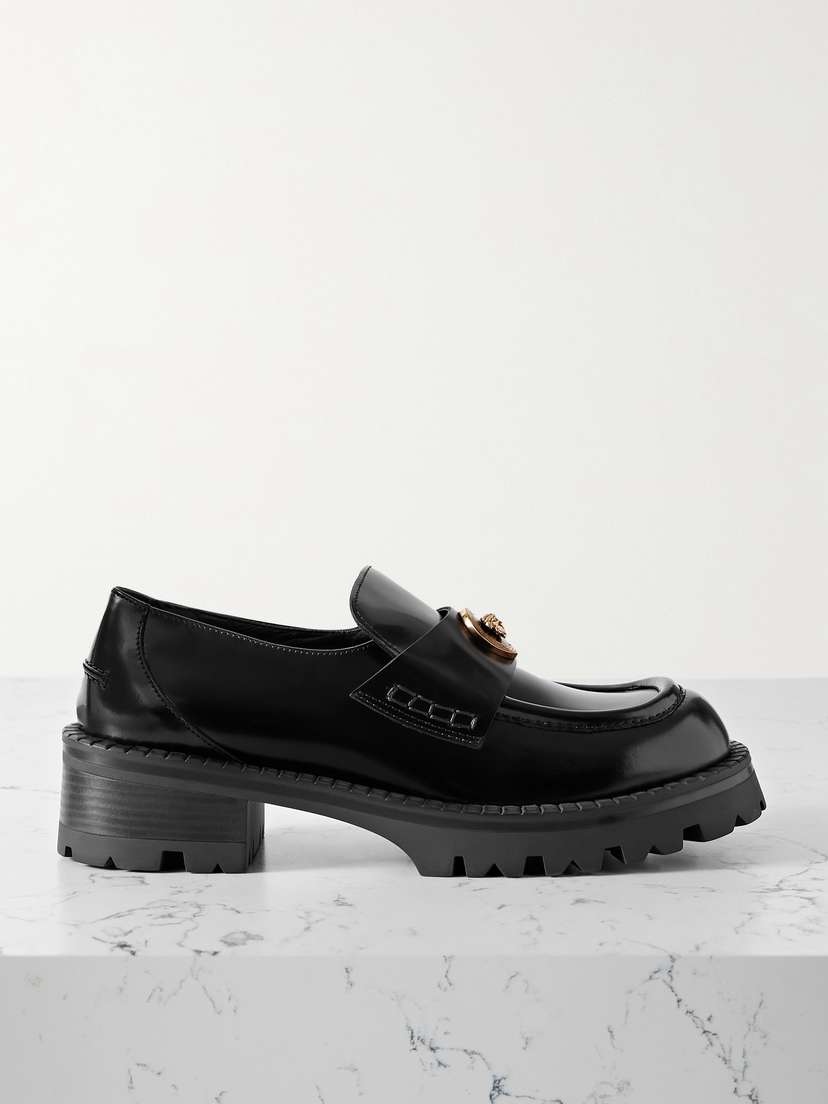 Versace Medusa Glossed-leather Loafers