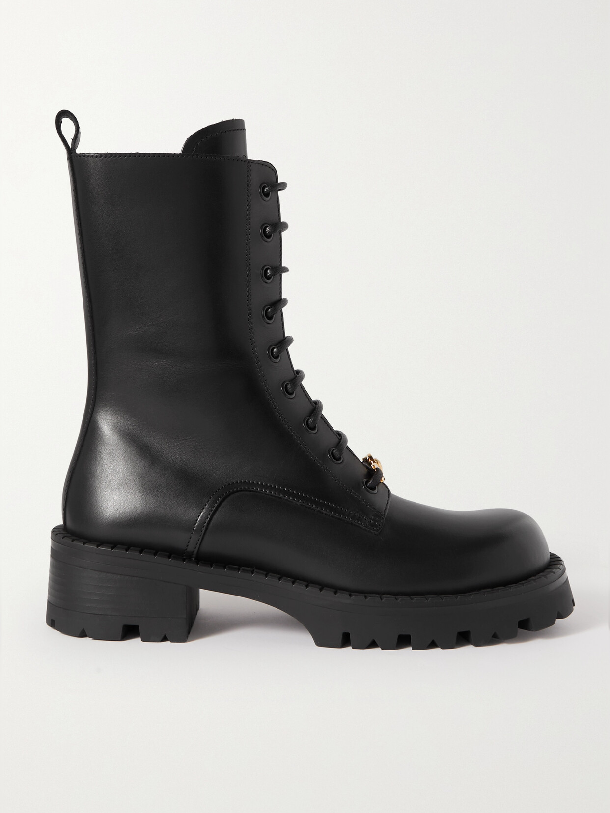Versace - Logo-embellished Leather Ankle Boots - Black