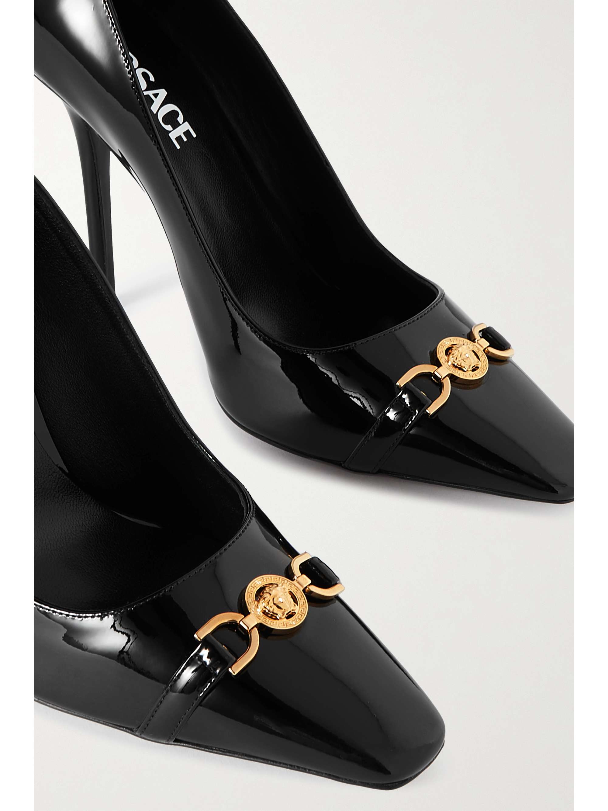 VERSACE Embellished patent-leather pumps | NET-A-PORTER