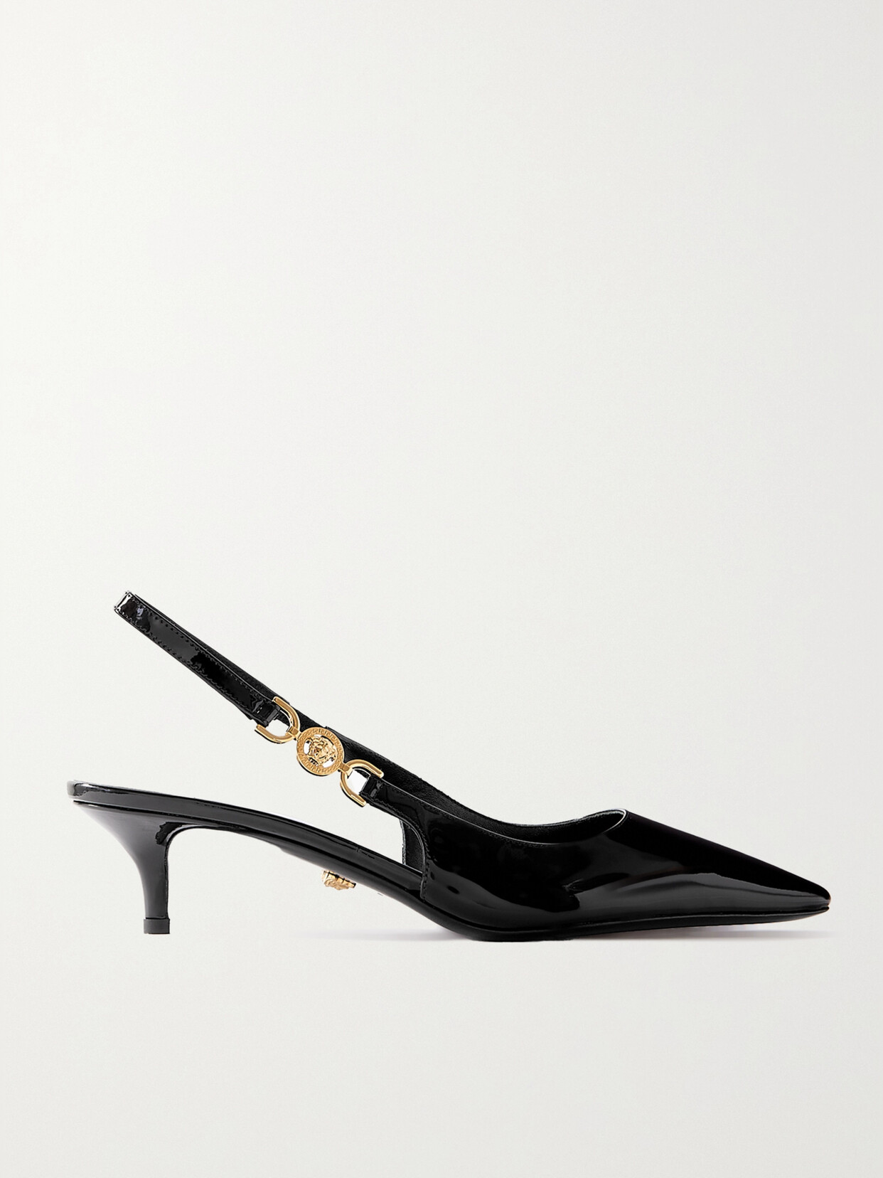 Versace - Embellished Patent-leather Slingback Pumps - Black