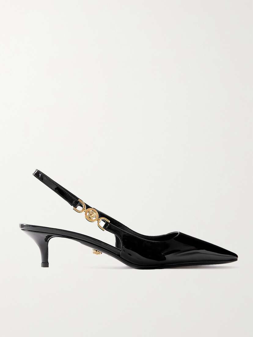 Versace Embellished Patent-leather Slingback Pumps