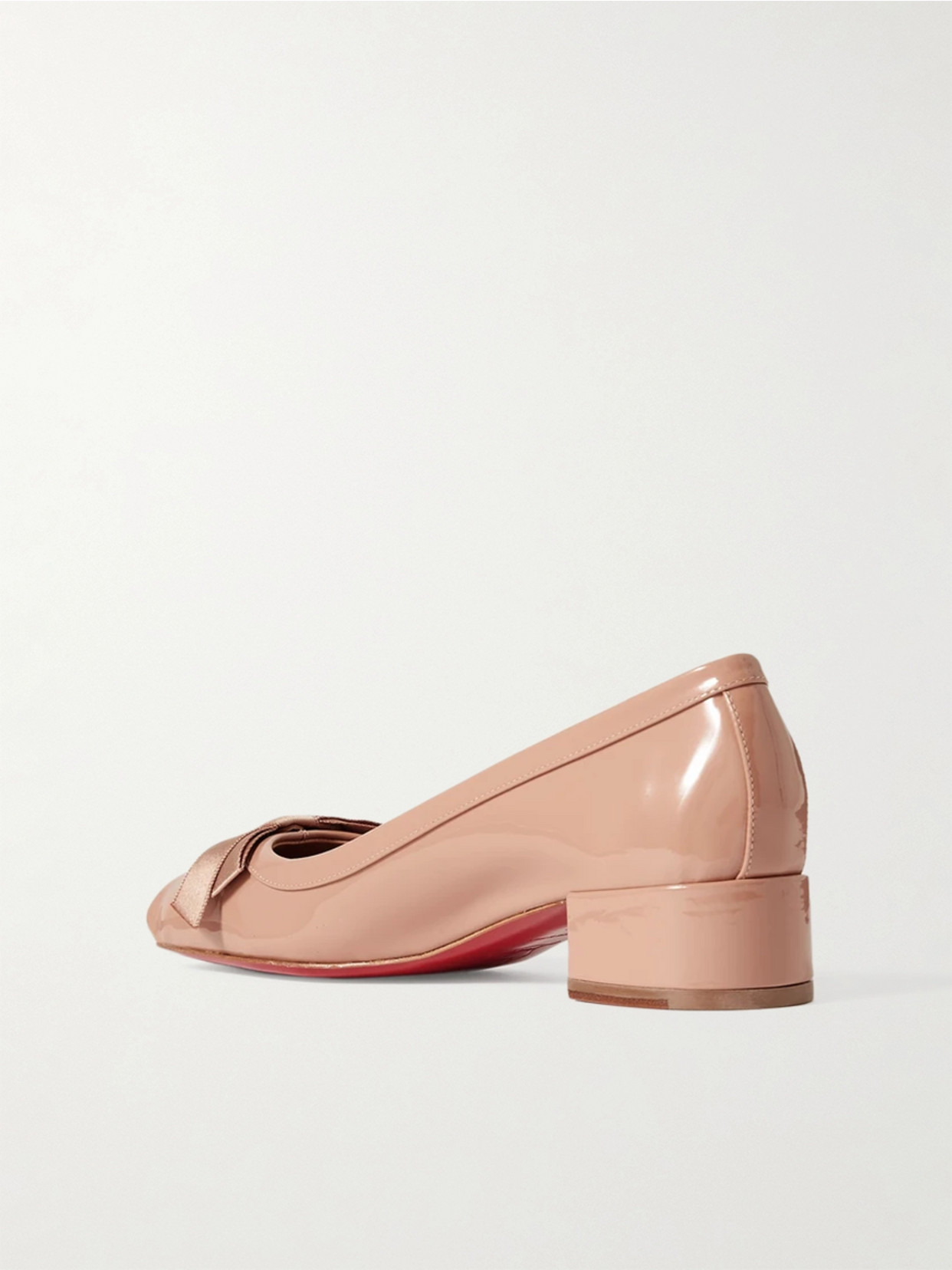 Shop Christian Louboutin Mamaflirt 30 Bow-detailed Patent-leather Pumps In Neutrals