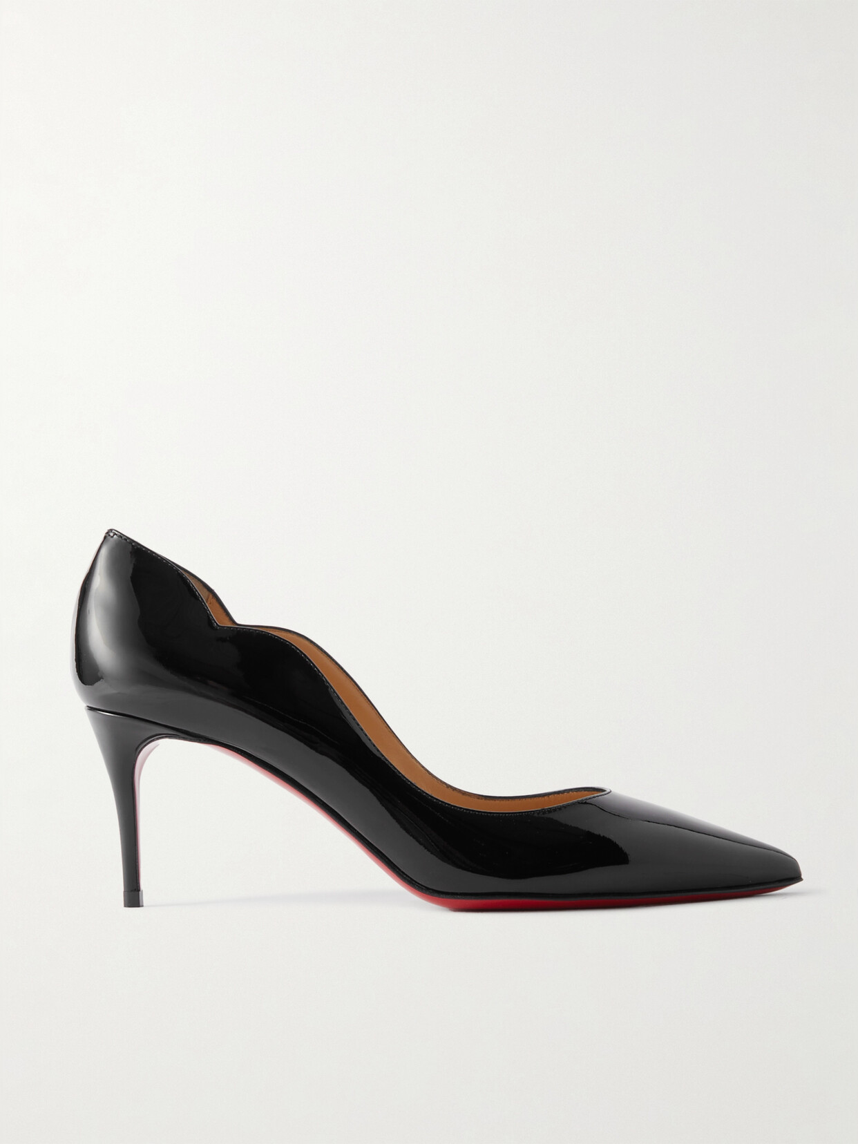 Christian Louboutin - Hot Chick 70 Scalloped Patent-leather Pumps - Black