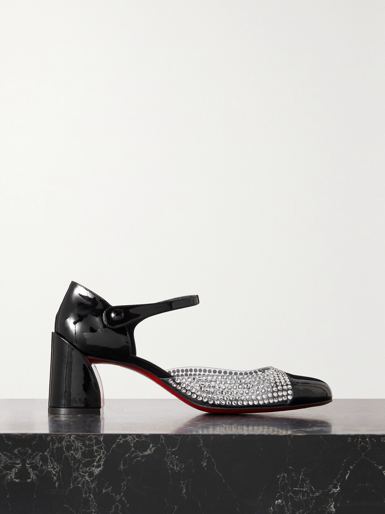 Christian Louboutin - Miss Mj Strass 55 Pvc And Patent-leather Mary Jane Pumps - Black