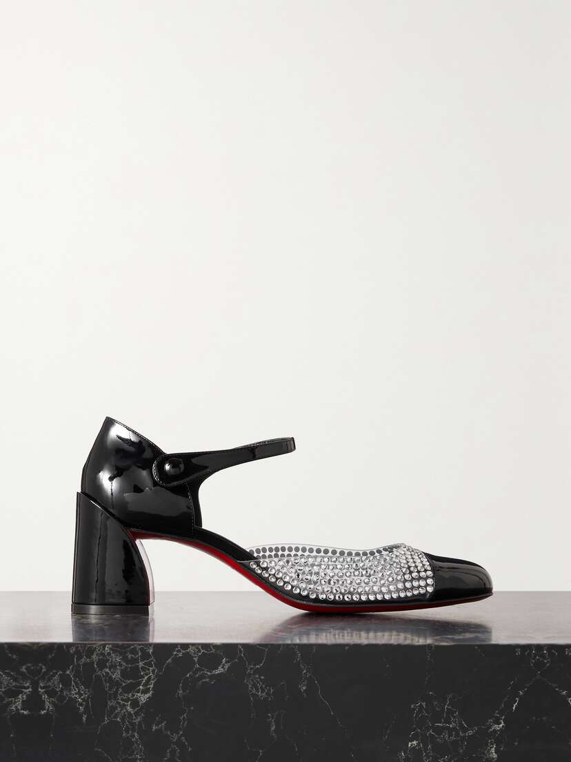 Christian Louboutin Miss Mj Strass 55 Pvc And Patent-leather Mary Jane Pumps