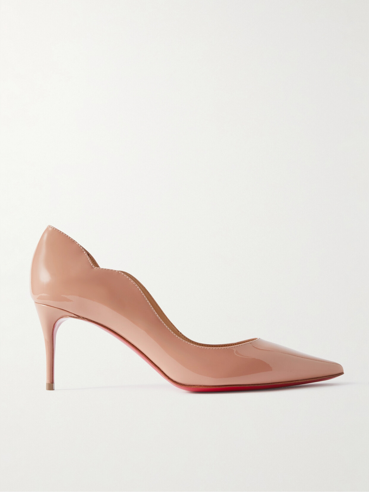 Christian Louboutin - Hot Chick 70 Scalloped Patent-leather Pumps - Neutrals