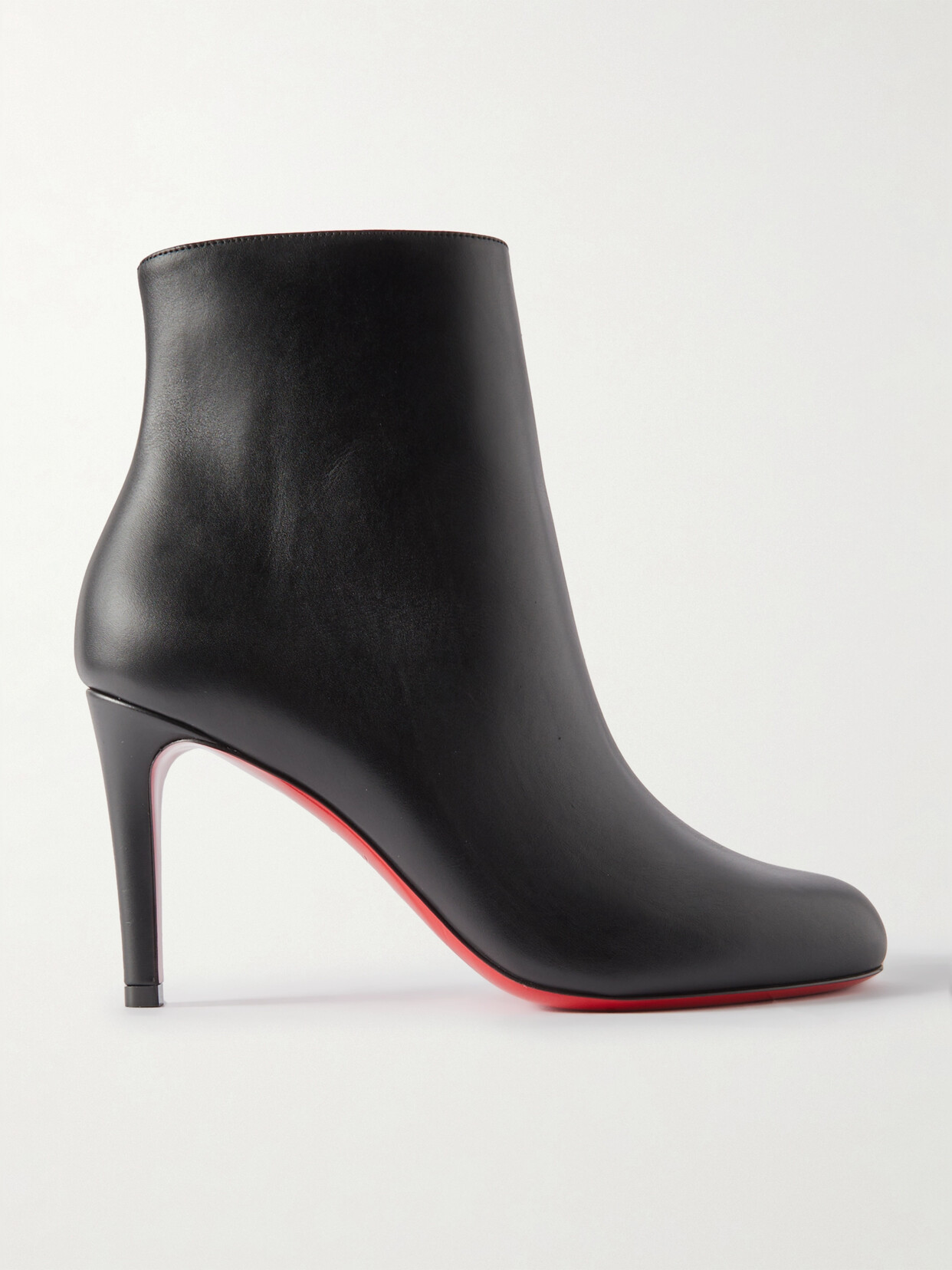 Christian Louboutin Pumppie Red Sole Leather Ankle Boots In Black