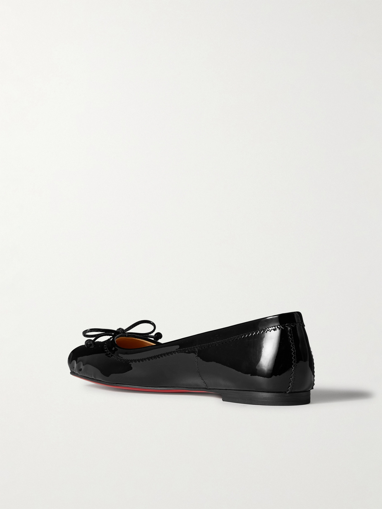 Shop Christian Louboutin Mamadrague Patent-leather Ballet Flats In Black