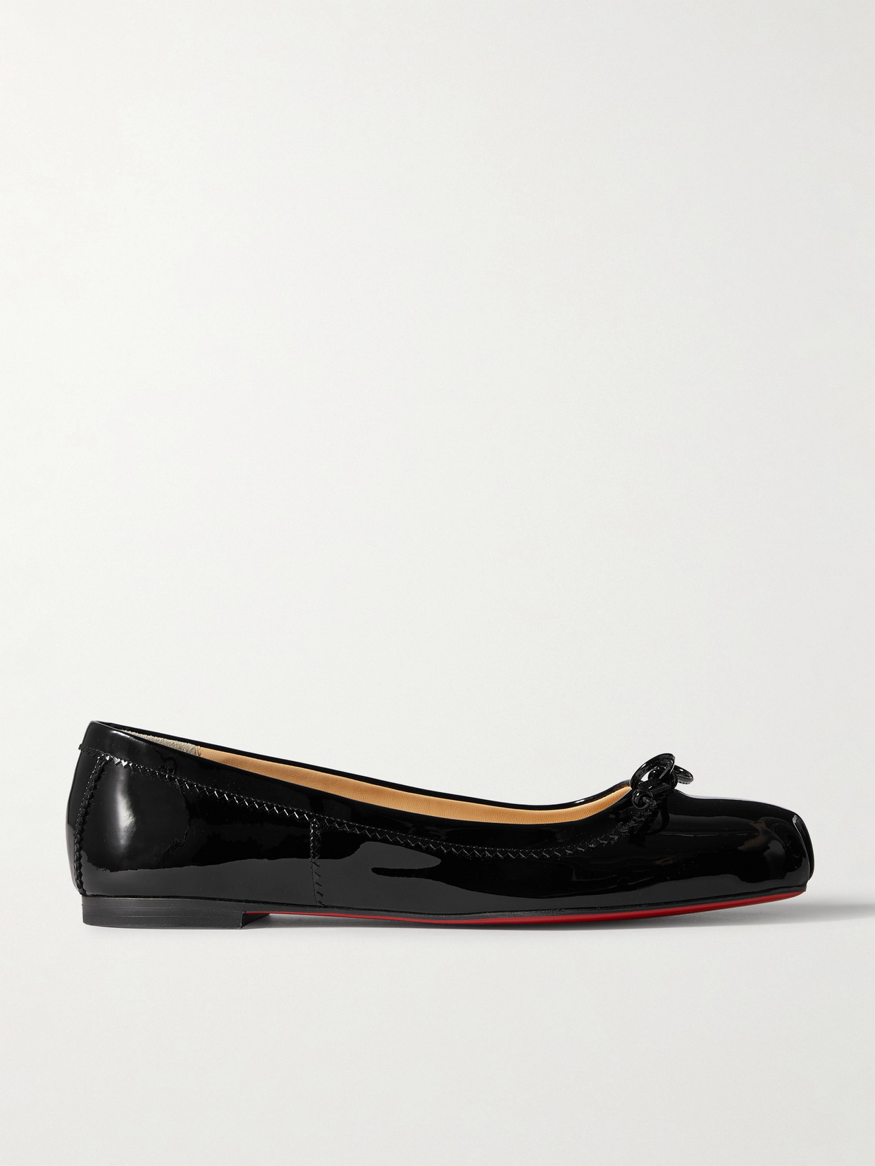 Christian Louboutin Mamadrague Patent-leather Ballet Flats In Black