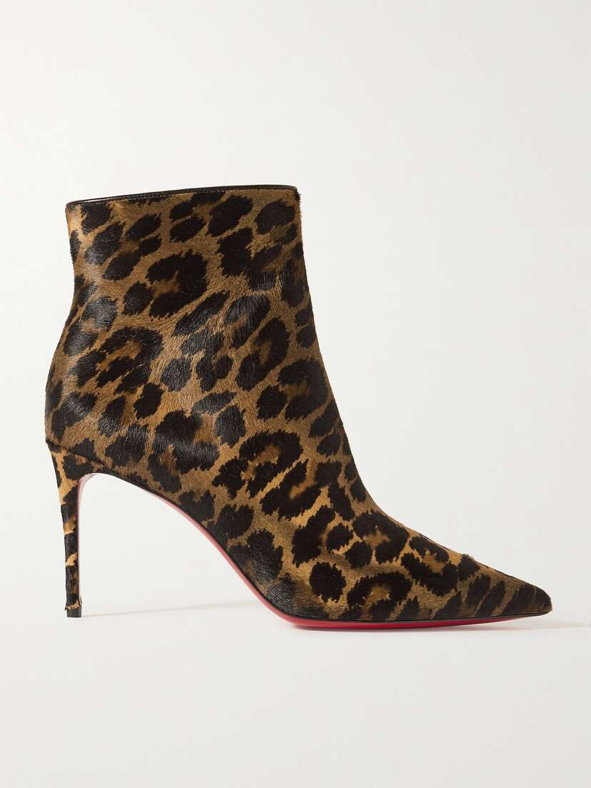 Christian Louboutin So Kate Booty 85 Leopard-print Calf Hair Ankle Boots
