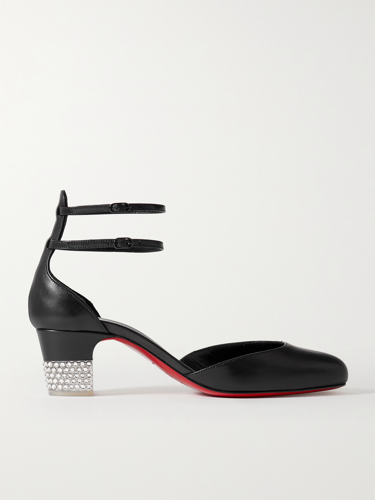 Christian Louboutin Cassandrinetta 55 Crystal-embellished Leather Pumps - Black